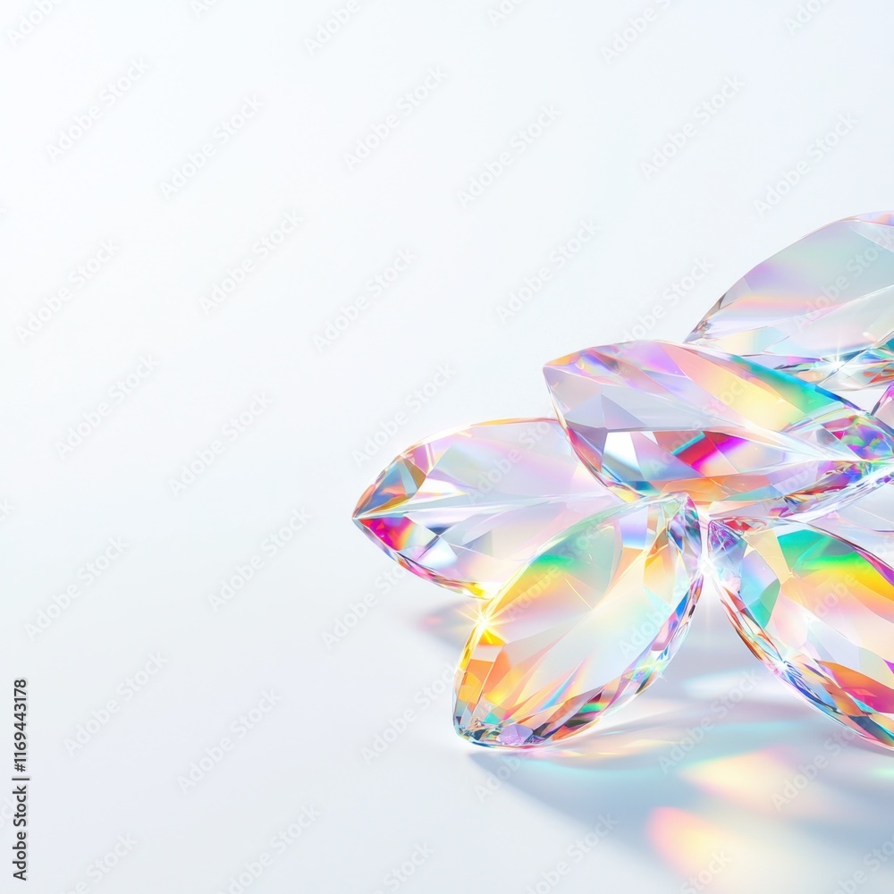 Captivating crystal flower design studio photography bright background close-up art concept Captivating crystal flower design studio photography bright background close-up art concept