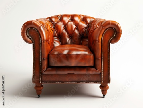 leather armchair in rich brown tone photo