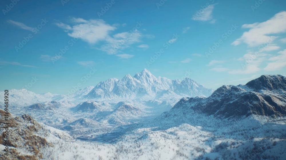 A stunning view of a snow-covered mountain range under a clear blue sky, inviting adventure and exploration. 8k, realistic, full ultra HD, high resolution, and cinematic photography A stunning view of a snow-covered mountain range under a clear blue sky, inviting adventure and exploration. 8k, realistic, full ultra HD, high resolution, and cinematic photography