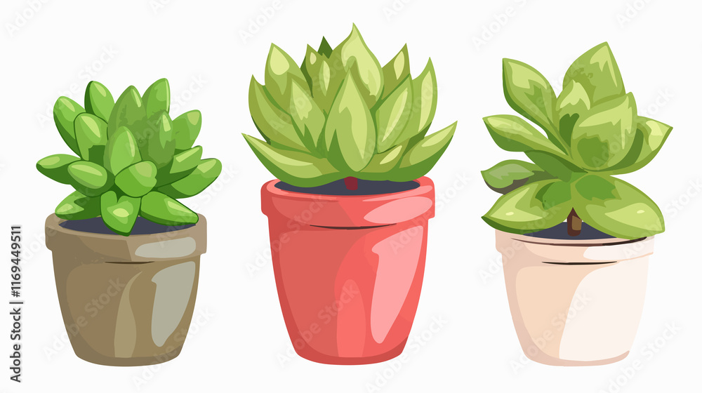 Fototapeta premium Lush Home Succulent Plant with Large Leaves in Stylish Planter
