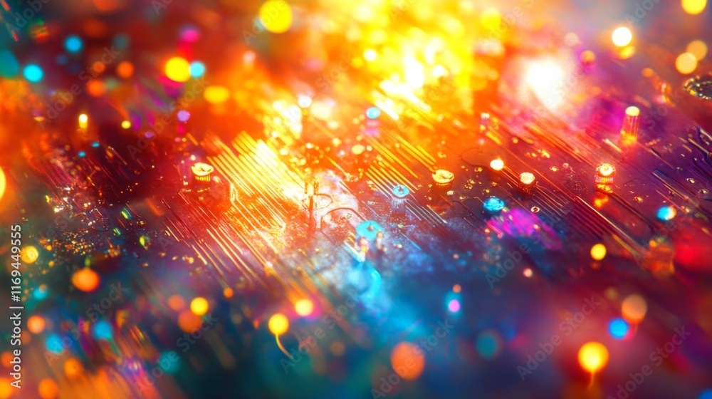 Fototapeta premium Vibrant Technology Scene with Colorful Lighting Effects