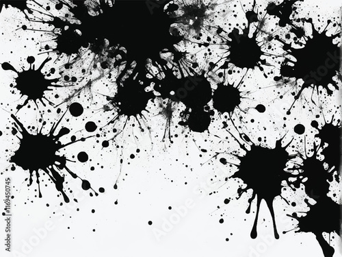 Black ink splash isolated on white background. Ink splash texture. Grunge background. Ink splatter. Eps10.