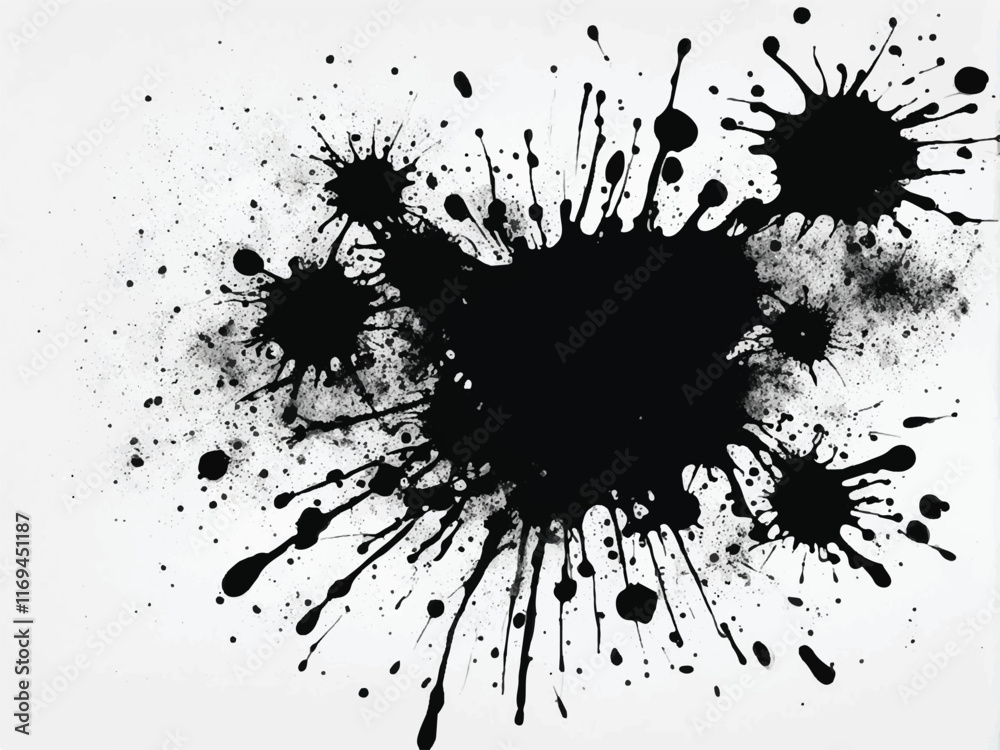 Black ink splash isolated on white background. Ink splash texture. Grunge background. Ink splatter. Eps10. Black ink splash isolated on white background. Ink splash texture. Grunge background. Ink splatter. Eps10.