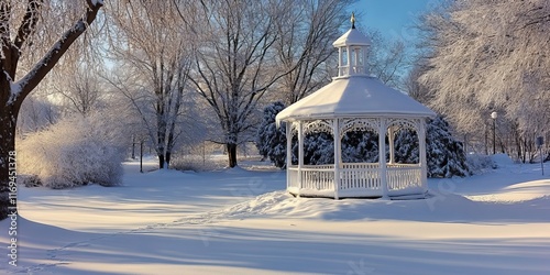 Snowy Winter Gazebo In A Pe...