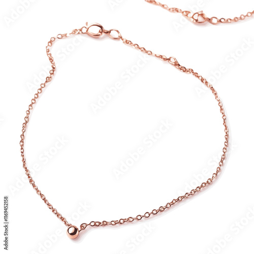 A watercolor vector painting of a delicate rose gold chain necklace, isolated on a white background. Delicate rose gold necklace vector.

