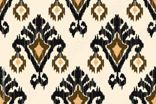 Ikat paisley embroidery on the fabric in Indonesia, India and Asian countries. geometric ethnic oriental seamless pattern.Aztec style. illustration. design for texture, fabric,clothing,wrapping,carpet