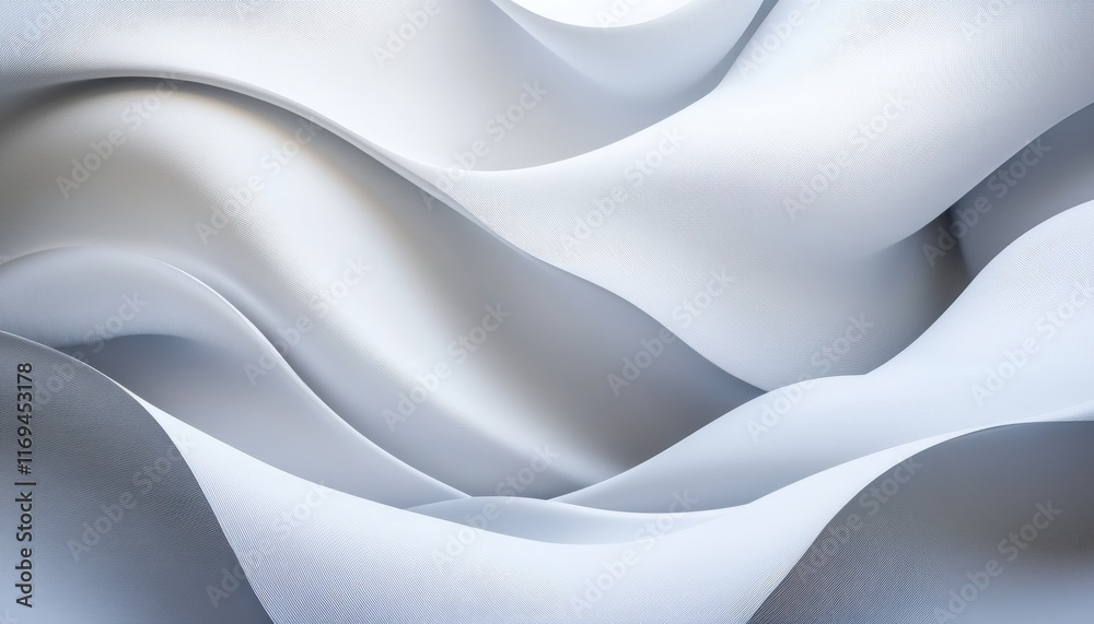 Fototapeta premium Abstract White Fabric Waves Elegant Draped Textile Texture Background