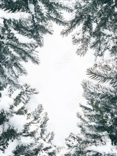 Snow covered pine branches ...