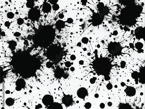 Black ink splash isolated on white background. Ink splash texture. Grunge background. Ink splatter. Eps10.