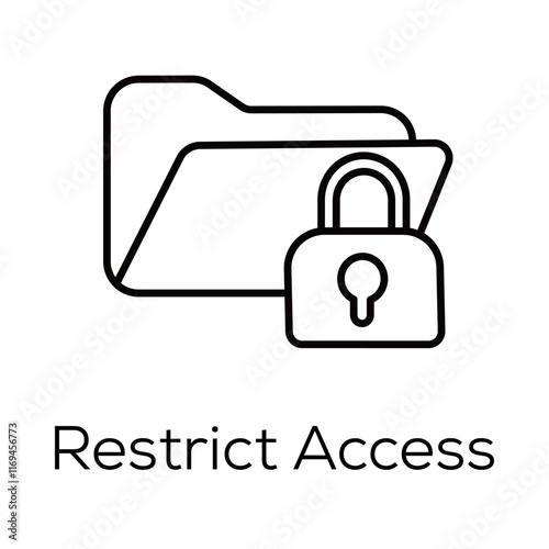 Restrict Access Icon – Folder with Lock for Data Restrictions - Vector editable stroke 