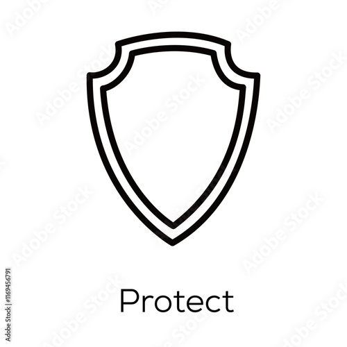Protect Icon – Shield Representing Data and System Protection - vector editable stroke 