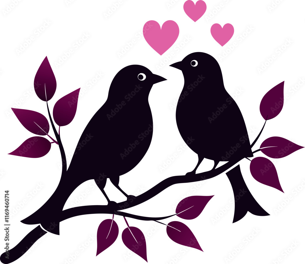 Fototapeta premium Birds in love Silhouette vector, valentine special vector 