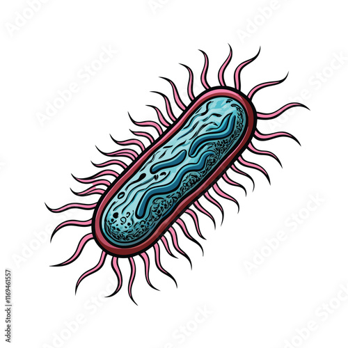 Vector drawing of Pseudomonas aeruginosa, a type of bacteria.