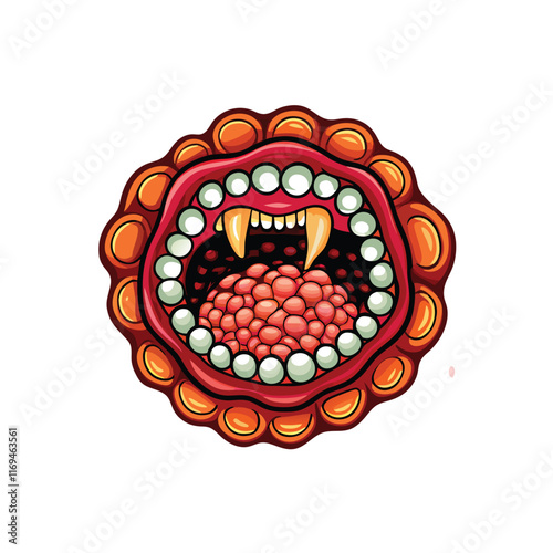 Vector illustration of Neisseria gonorrhoeae highlighting its pili.