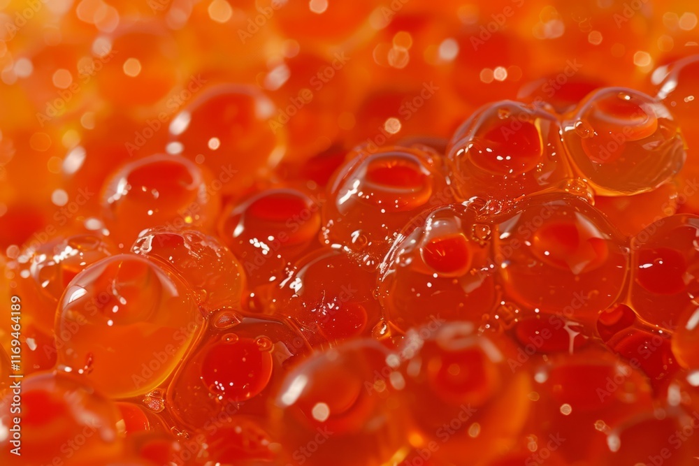 Fresh and wet natural red caviar. Image illustrated food for advertisement