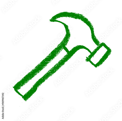 Hammer Construction Related Icon Crayon Chalk Drawing Vector