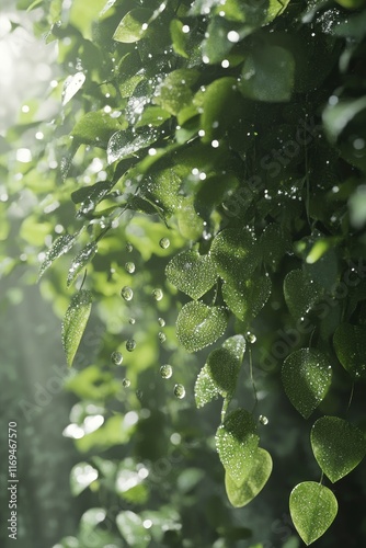 Lush underwater plants with air bubbles in a serene aquatic environment