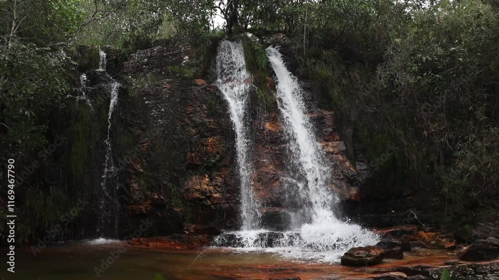 cachoeira na cidade de Alto Paraiso de Goiás, região da Chapada dos Veadeiros, Estado de Goiás, Brasil