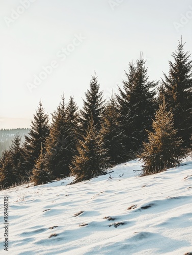 Snow covered hillside with ...