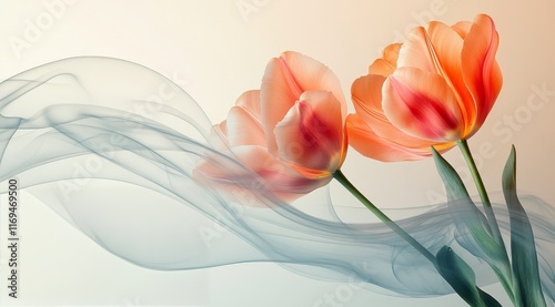 Soft pink tulips with gentle waves in a serene setting
