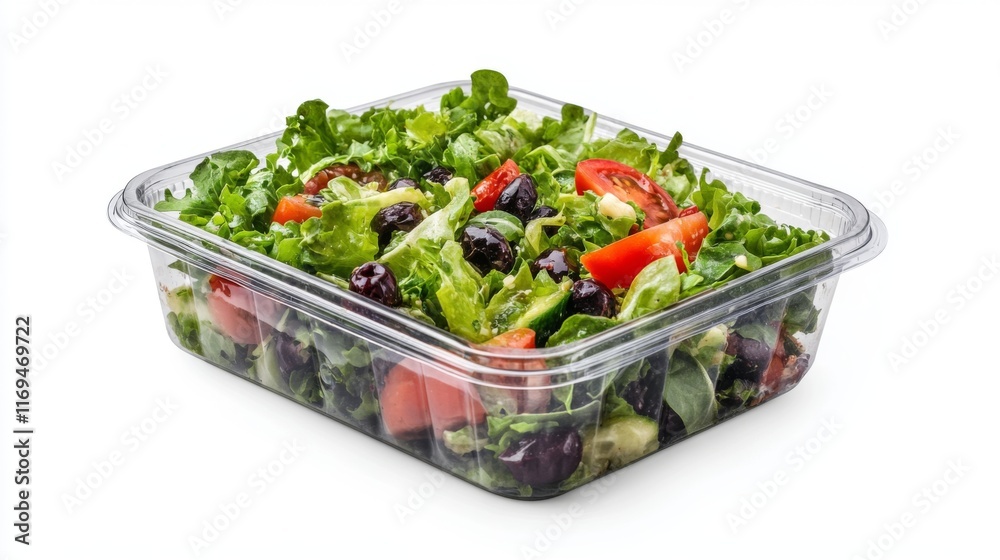 Fresh salad in a clear container. Various greens and vegetables create a vibrant mix. Perfect for a healthy meal on the go. Enjoy freshness daily. Generative AI Fresh salad in a clear container. Various greens and vegetables create a vibrant mix. Perfect for a healthy meal on the go. Enjoy freshness daily. Generative AI