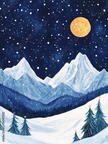 Snowy Mountain Winter Night...