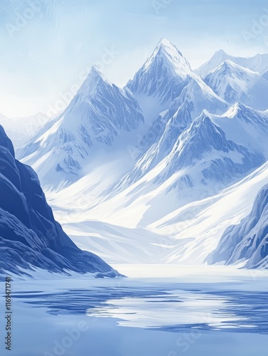 Majestic snow capped mounta...