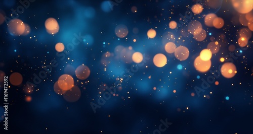 Creative light bulbs hanging against a dark background with glowing particles...