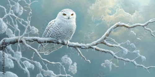 Snowy Owl Perched on a Wint...