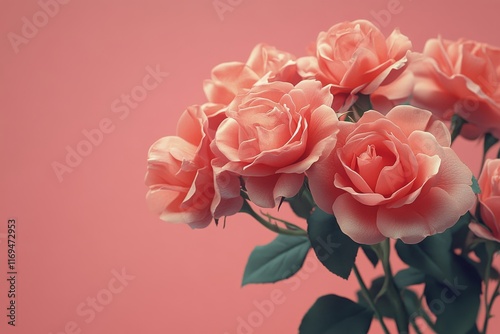 Pink artificial flowers arranged on a soft pink background for decoration