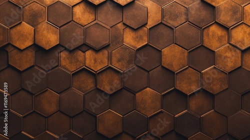 Abstract Hexagon Pattern: Brown and Bronze Geometric Design