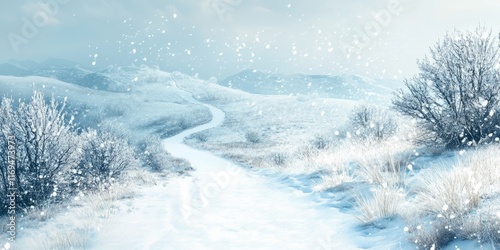 Snowy Path Winding Through ...