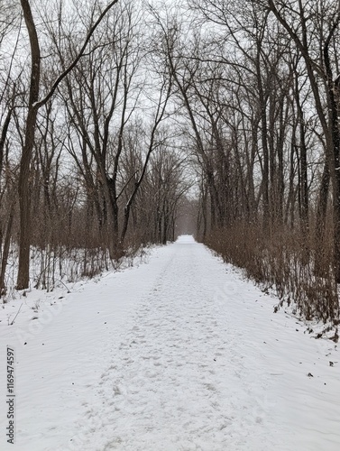 Snowy Path Through Leafless...