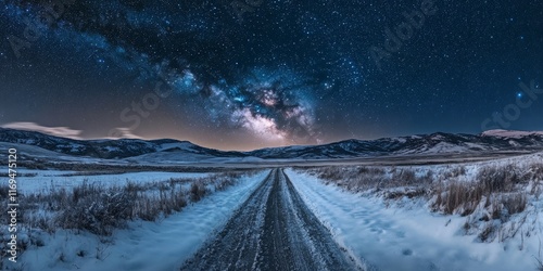 Snowy Road Underneath a Sta...