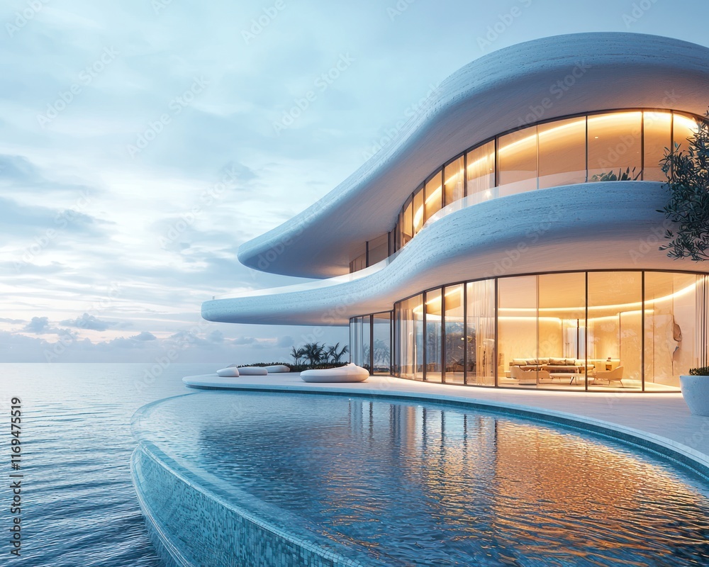 Fototapeta premium Rounded edges and flowing lines in a modern design