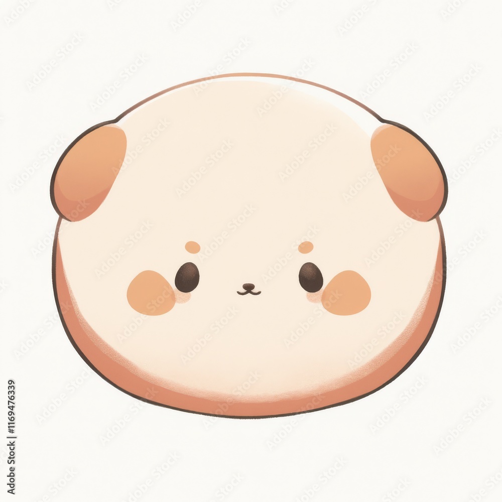 Fototapeta premium A cute, round cartoon character resembling a puppy, featuring soft colors and a simplistic, adorable design.
