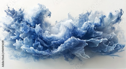 Blue ink swirling in water creating abstract shapes and patterns