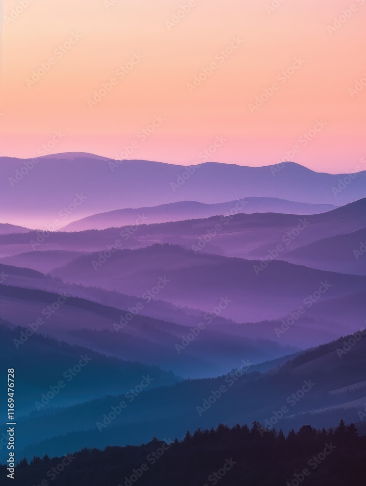 Serene sunrise over mountain landscape nature photography calm atmosphere Serene sunrise over mountain landscape nature photography calm atmosphere
