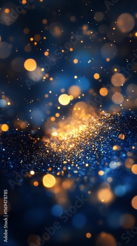 Stunning arrangement of sparkling golden highlights against a deep blue backg...