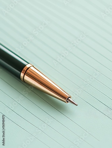 Elegant Green Pen on Lined ...