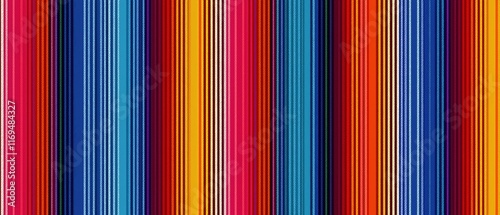 Blanket stripes seamless pattern. Background for Cinco de Mayo party decor or ethnic mexican fabric pattern with colorful stripes. Sarape design