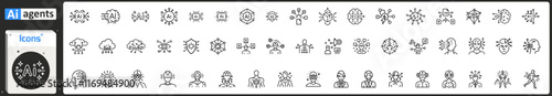 AI Agents Outline Icon Set