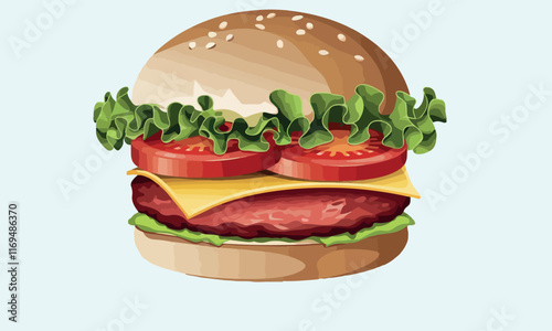 a drawing of a hamburger with cheese and lettuce