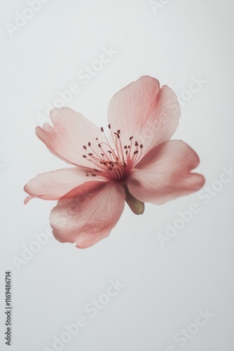 Delicate translucent flower against soft background showcasing intricate deta...