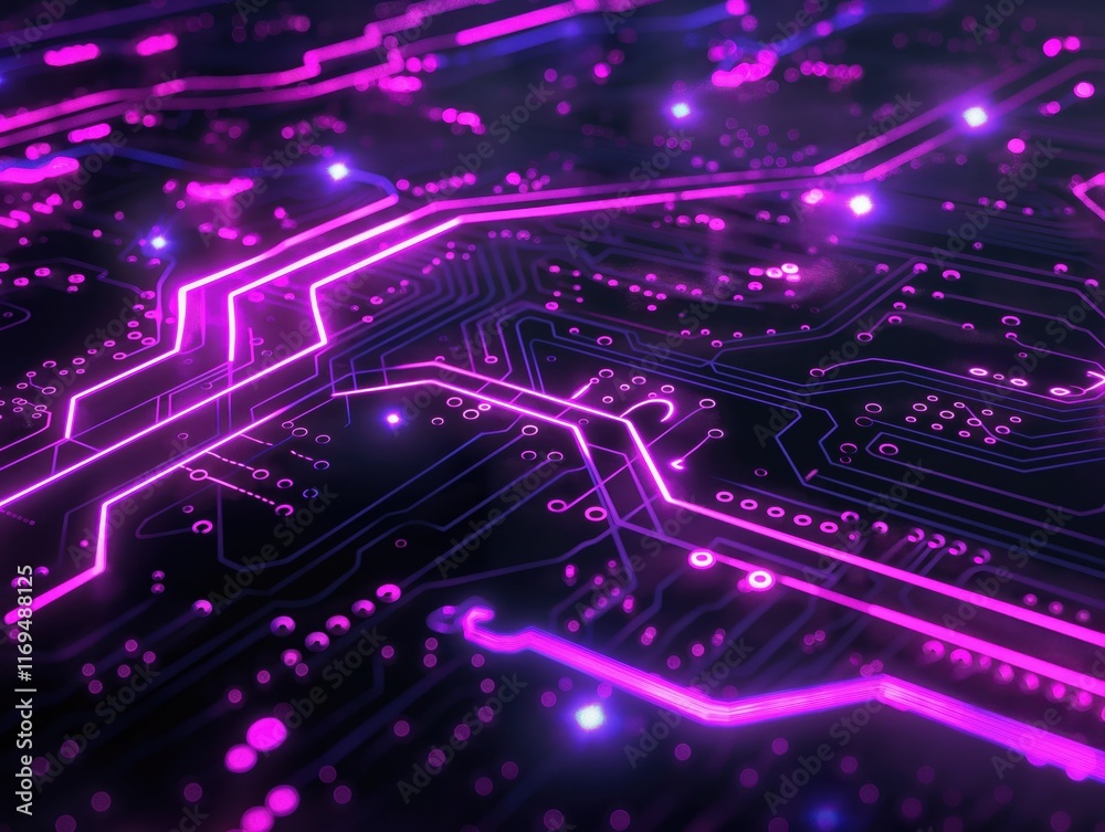 Abstract neon technology circuit design digital art dark environment Abstract neon technology circuit design digital art dark environment
