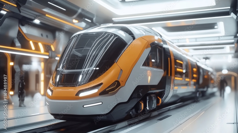 Naklejka premium Futuristic Train Station with Advanced Design Features