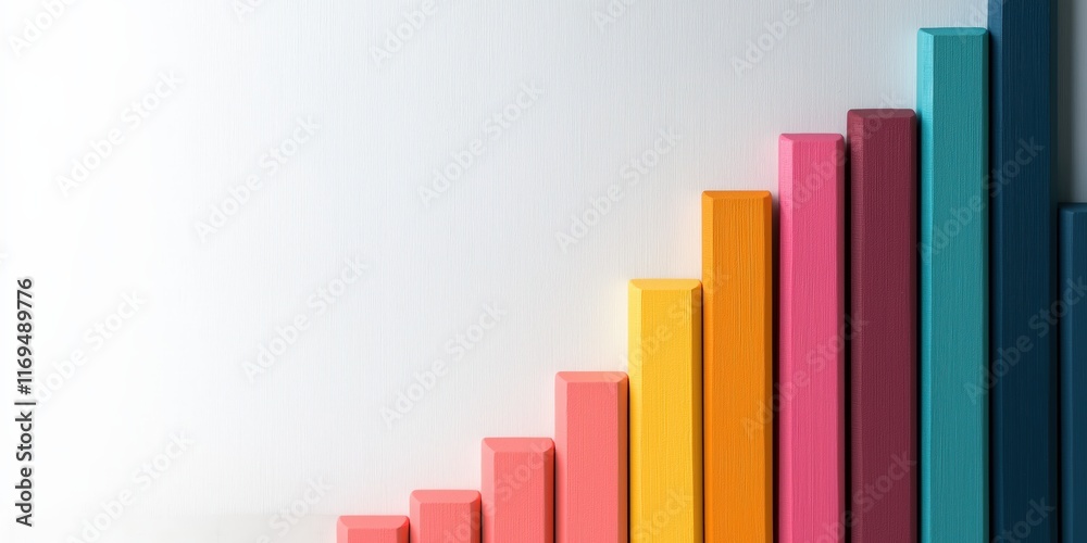A colourful bar graph featuring many thin vertical blocks A colourful bar graph featuring many thin vertical blocks
