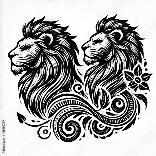 Wallpaper Mural mandala lion design tattoo Outline vector logo illustration t-shirt design, isolated on white background. Torontodigital.ca
