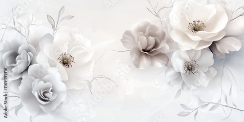 Elegant White and Gray Rose...