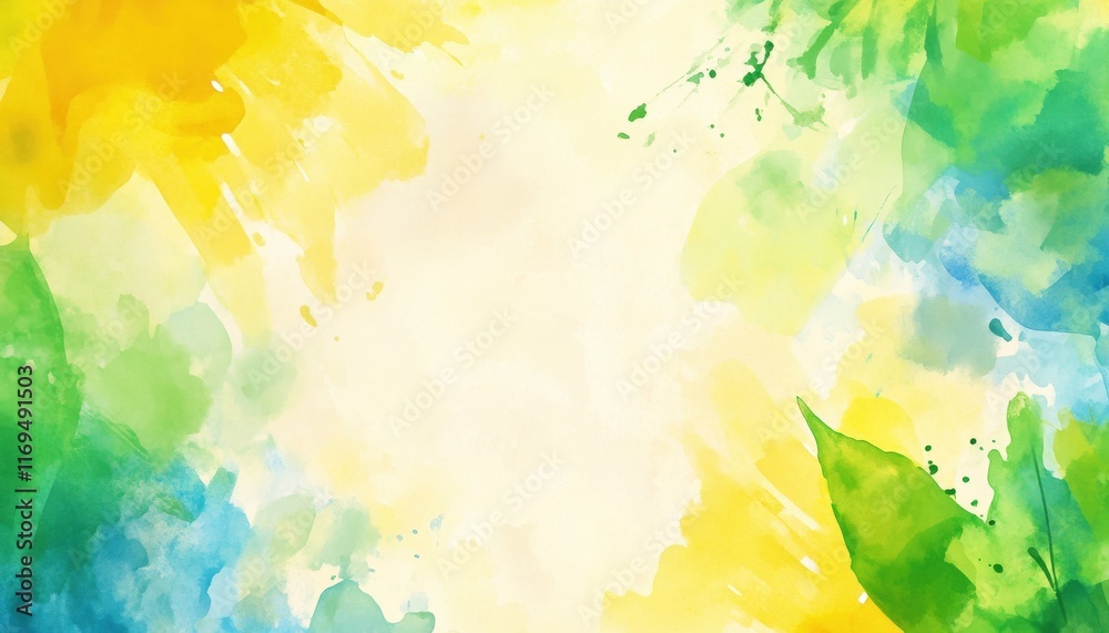 Vibrant Watercolor Background Yellow Green Blue Abstract Spring Summer Texture Vibrant Watercolor Background Yellow Green Blue Abstract Spring Summer Texture